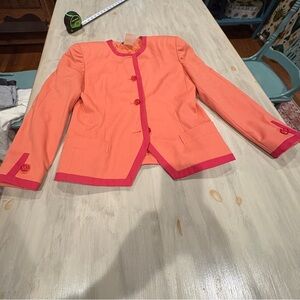 Harve Benard Vtg Orange and Pink 100% Wool Blazer Size 10 Pockets/Shoulder pads
